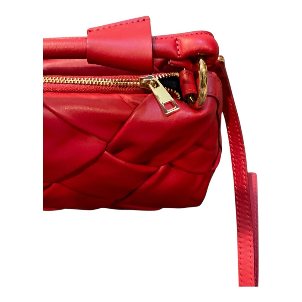 Stella Bianca Women’s Red Leather Woven Handbag Crossbody/Made in Italy - Picture 3 of 16